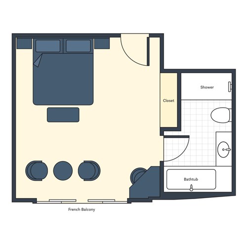 Floor plan of the Maharaja Suite aboard Ganges Voyager II