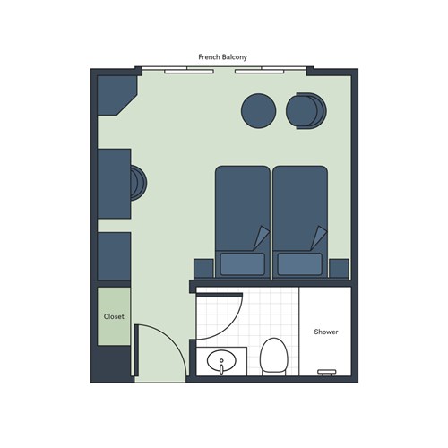 Floor plan of the Signature Suite aboard Ganges Voyager II
